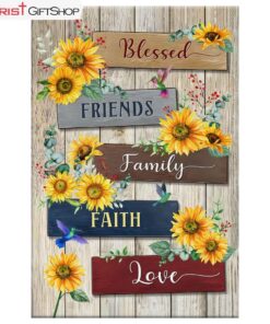 Sunflower Blessed Friends Family Faith Love Wall Art Canvas