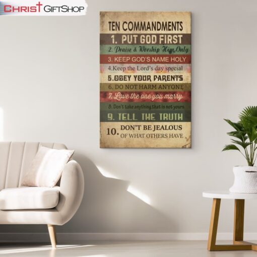 Ten Commandments Wall Art Canvas and Poster - Christian Wall Decor