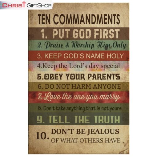 Ten Commandments Wall Art Canvas and Poster - Christian Wall Decor