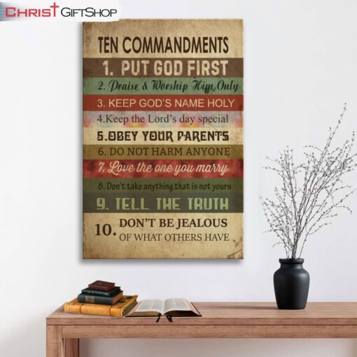 Ten Commandments Wall Art Canvas and Poster - Christian Wall Decor