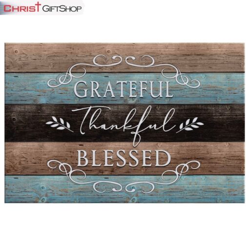 Thankful Grateful Blessed Christian Wall Art Canvas Print