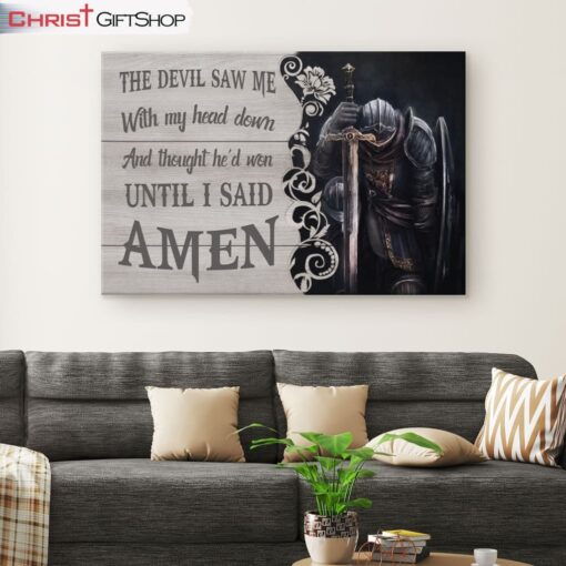 The Devil Saw Me With My Head Down Knight Kneeling Wall Art Canvas and Poster