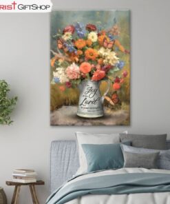 The Joy Of The Lord Is Your Strength Nehemiah 810, Flowers, Butterfly Wall Art (Canvas and Poster )