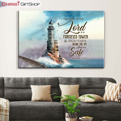 The Name Of The Lord Is A Fortified Tower Bible Verse Wall Art Canvas