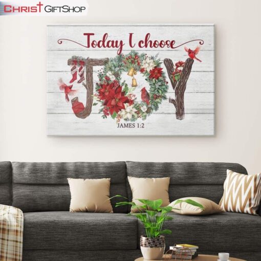 Today I Choose Joy Christmas Wall Art Canvas, Christian Christmas Gifts