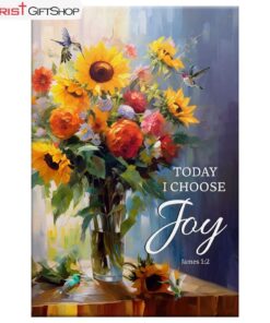 Today I Choose Joy, Hummingbird Sunflower Wall Art (Canvas and Poster )