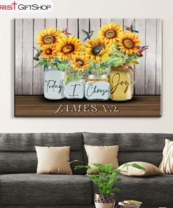 Today I Choose Joy James 12, Sunflower Vase, Hummingbird Wall Art (Canvas and Poster )