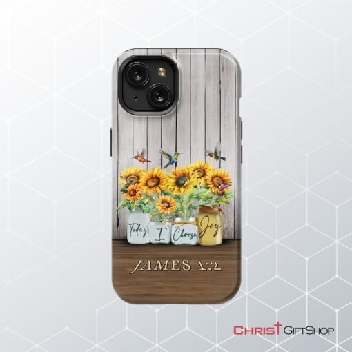 Today I Choose Joy James 12, Sunflower Vase, Hummingbird Phone Case