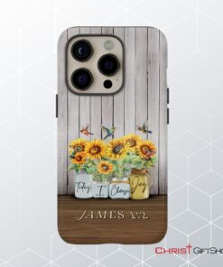 Today I Choose Joy James 12, Sunflower Vase, Hummingbird Phone Case