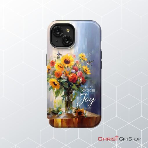 Today I Choose Joy, Hummingbird Sunflower Phone Case