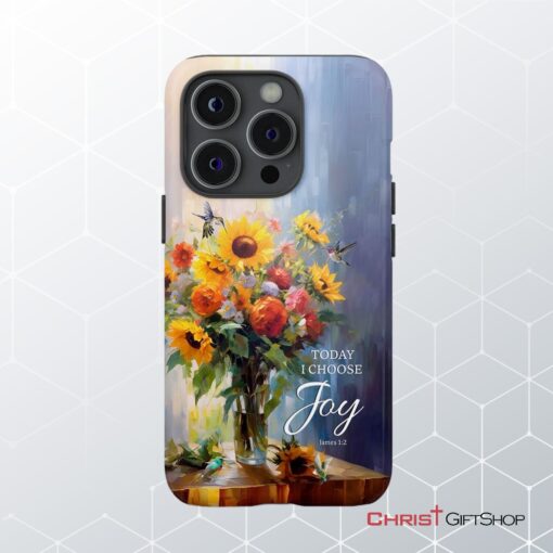 Today I Choose Joy, Hummingbird Sunflower Phone Case