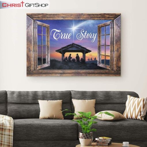 True Story Nativity Of Jesus Christmas Wall Art Canvas - Christmas Gifts