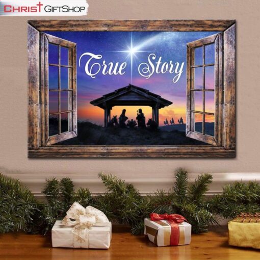 True Story Nativity Of Jesus Christmas Wall Art Canvas - Christmas Gifts