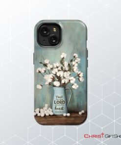 Trust In The Lord With All Your Heart, Cotton Flowers In Vase Phone Case