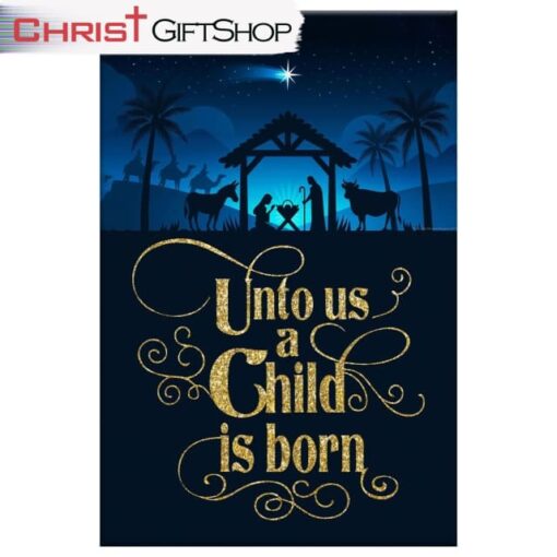 Unto Us A Child Is Born, Nativity Of Jesus, Christian Christmas Wall Art Canvas