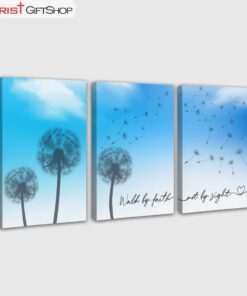 Walk By Faith Not By Sight 3 Panel Wall Art Canvas and Poster