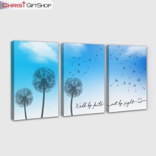 Walk By Faith Not By Sight 3 Panel Wall Art Canvas and Poster