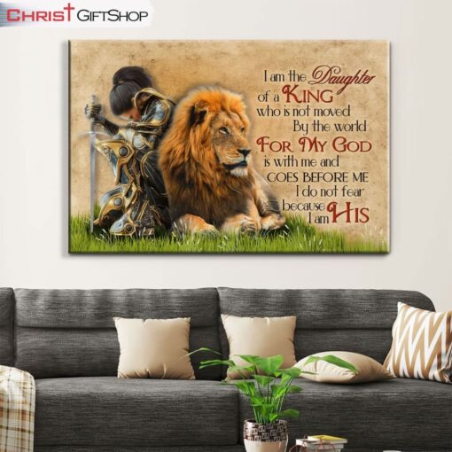 Warrior Woman And Lion, I Am The Daughter Of A King Who Is Not Moved By The World Wall Art Canvas