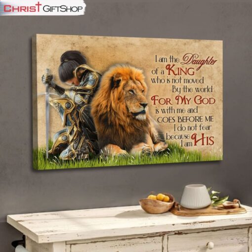 Warrior Woman And Lion, I Am The Daughter Of A King Who Is Not Moved By The World Wall Art Canvas