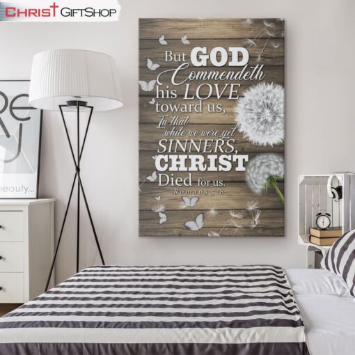 While We Were Yet Sinners, Christ Died For Us Romans 58 Bible Verse Wall Art Canvas