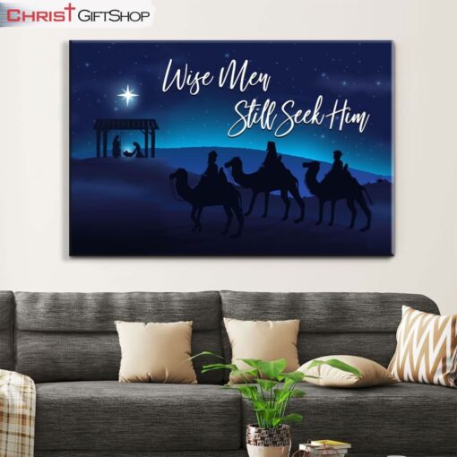 Wise Men Still Seek Him Wall Art Canvas, Christian Christmas Wall Decor