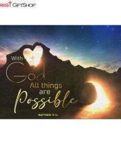 With God All Things Are Possible Wall Art Canvas, Christian Easter Gifts