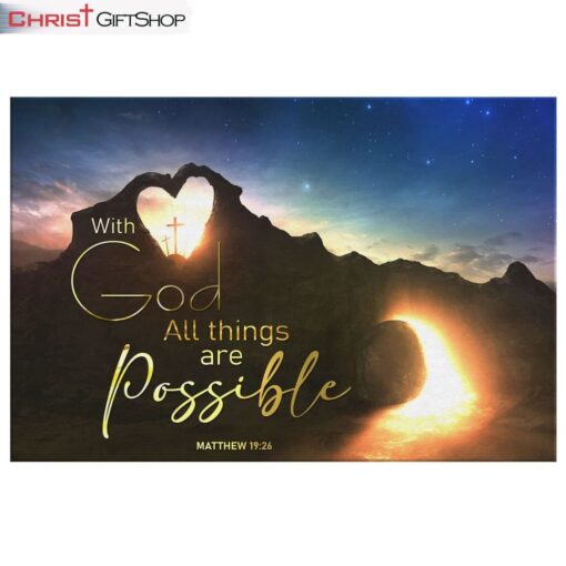 With God All Things Are Possible Wall Art Canvas, Christian Easter Gifts