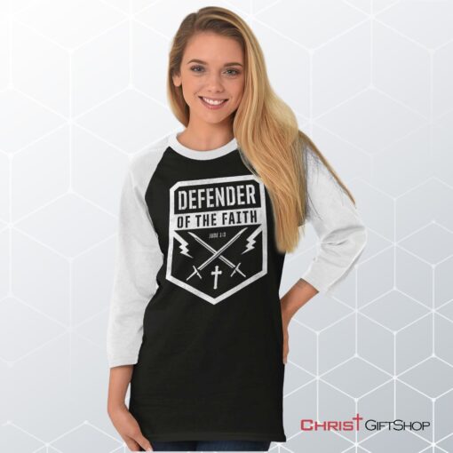 Defender of the Faith Raglan Shirt, Christian Faith Shirt