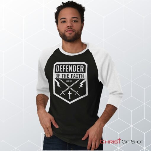 Defender of the Faith Raglan Shirt, Christian Faith Shirt