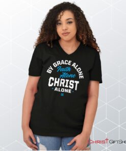 Grace Faith Christ Alone V Neck Unisex Shirt, Hoodie, Sweatshirt, Jesus Shirt