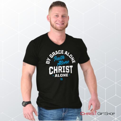 Grace Faith Christ Alone V Neck Unisex Shirt, Hoodie, Sweatshirt, Jesus Shirt