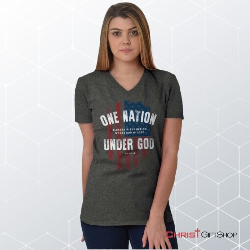 One Nation Under God V Neck Unisex Shirt, Hoodie, Sweatshirt, Christian Gifts