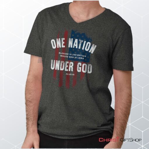 One Nation Under God V Neck Unisex Shirt, Hoodie, Sweatshirt, Christian Gifts