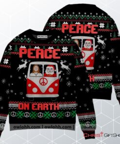 Jesus & Santa Peace On Earth Ugly Christmas Sweater, Jesus Christmas Sweater