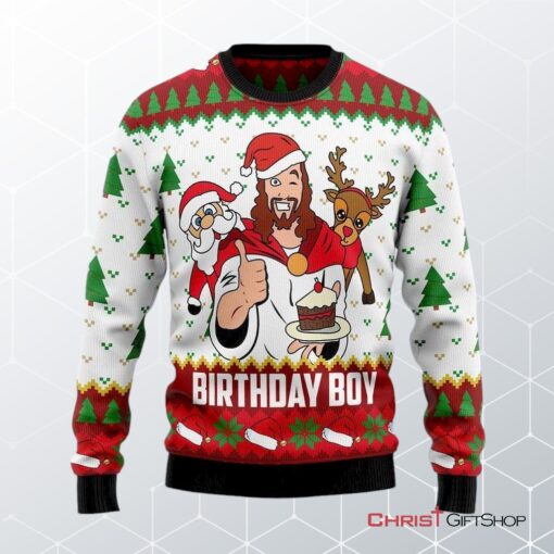 Jesus Birthday Boy Ugly Christmas Sweater, Jesus Christmas Sweater