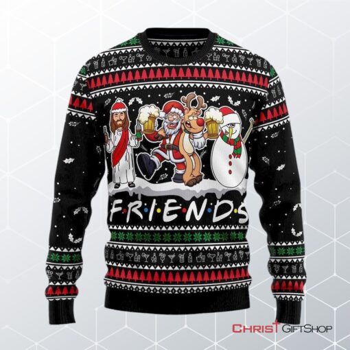 Santa Claus Jesus Friend Ugly Christmas Sweater, Jesus Christmas Sweater